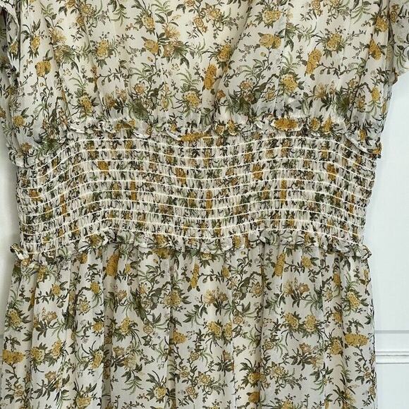 Max Studio Chiffon Ruffle Smocking Maxi Dress Women's Sz M Cottage Prairie Fairy - Picture 11 of 16